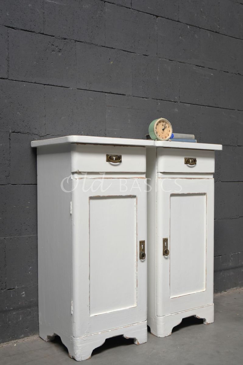 Set nachtkastjes, wit, materiaal hout